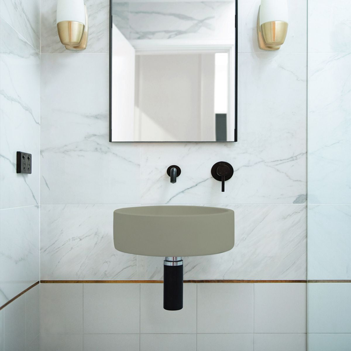 Nood Wall Mount Hoop Basin in Olive
