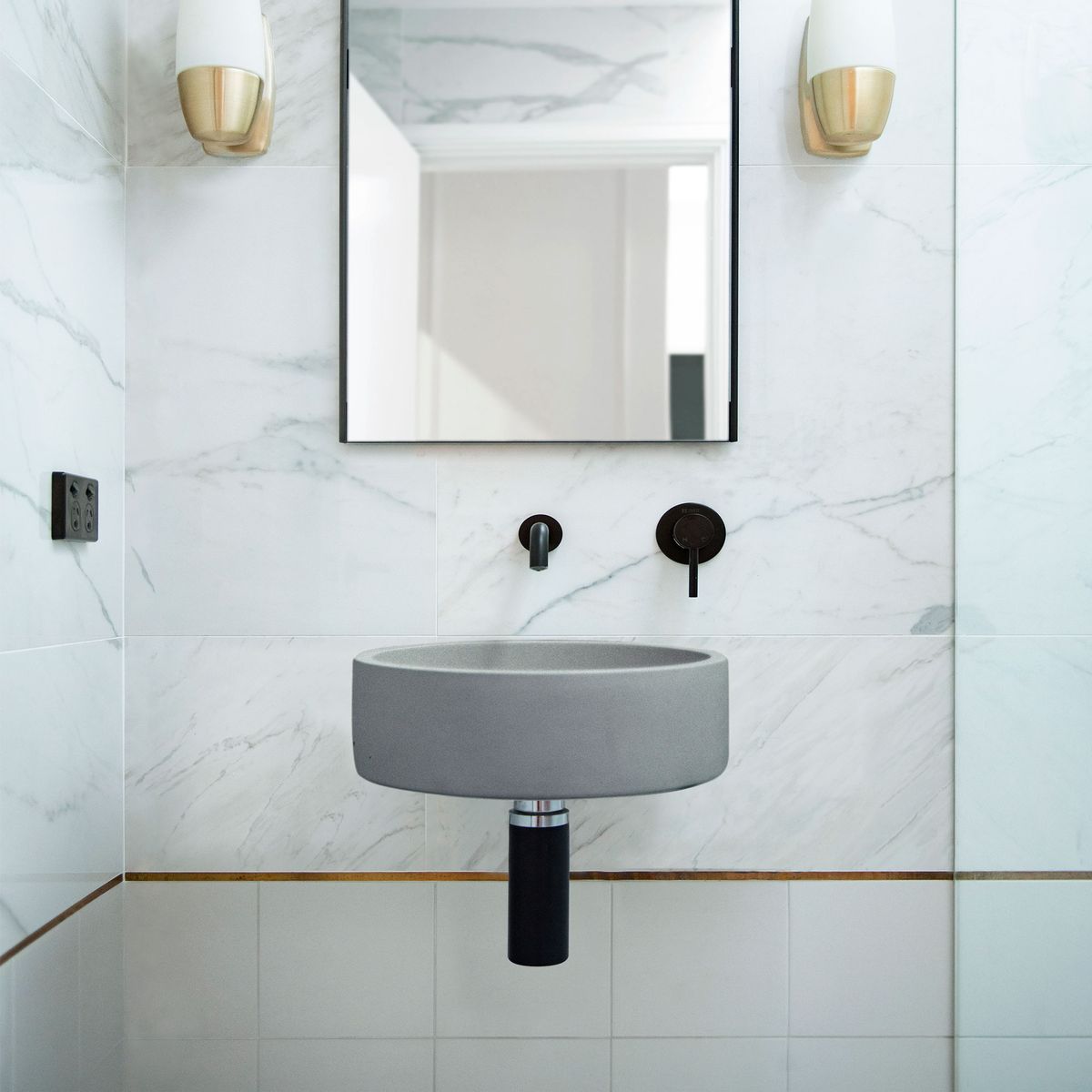 Nood Wall Mount Hoop Basin in Sky Grey