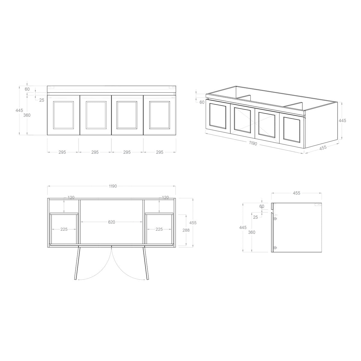 Otti Hampton Mark II Satin White Wall Hung Cabinet 1200mm