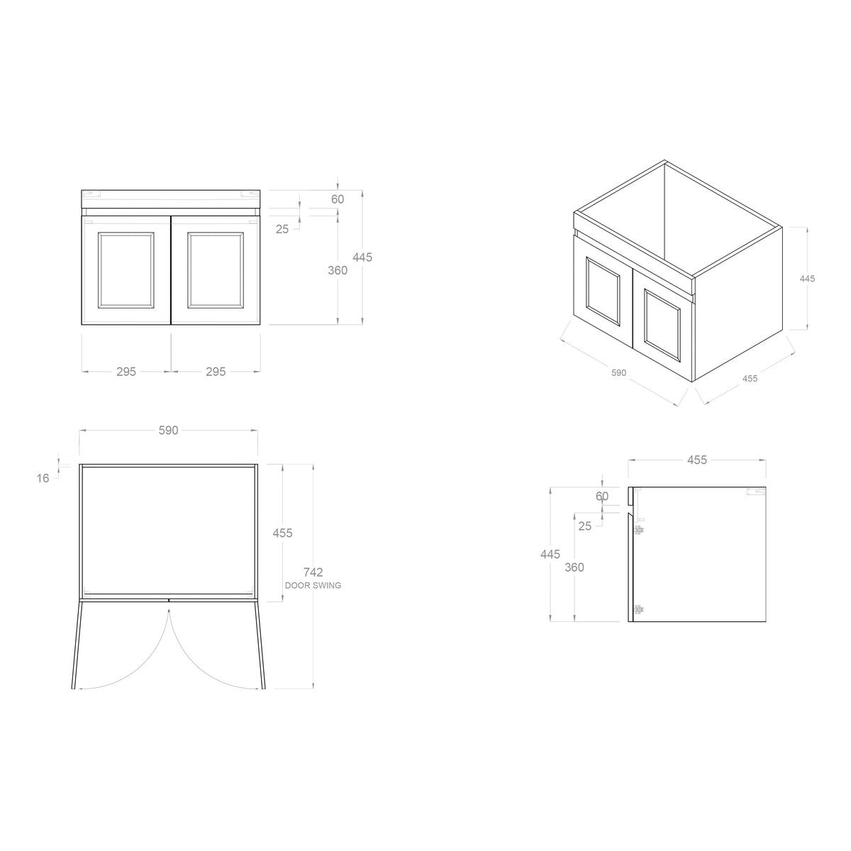 Otti Hampton Mark II Satin White Wall Hung Cabinet 600mm