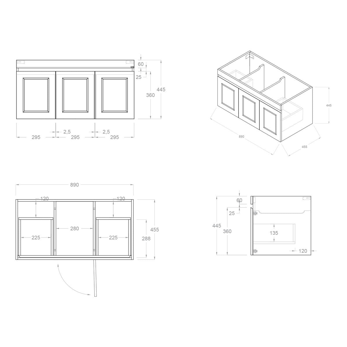 Otti Hampton Mark II Satin White Wall Hung Cabinet 900mm