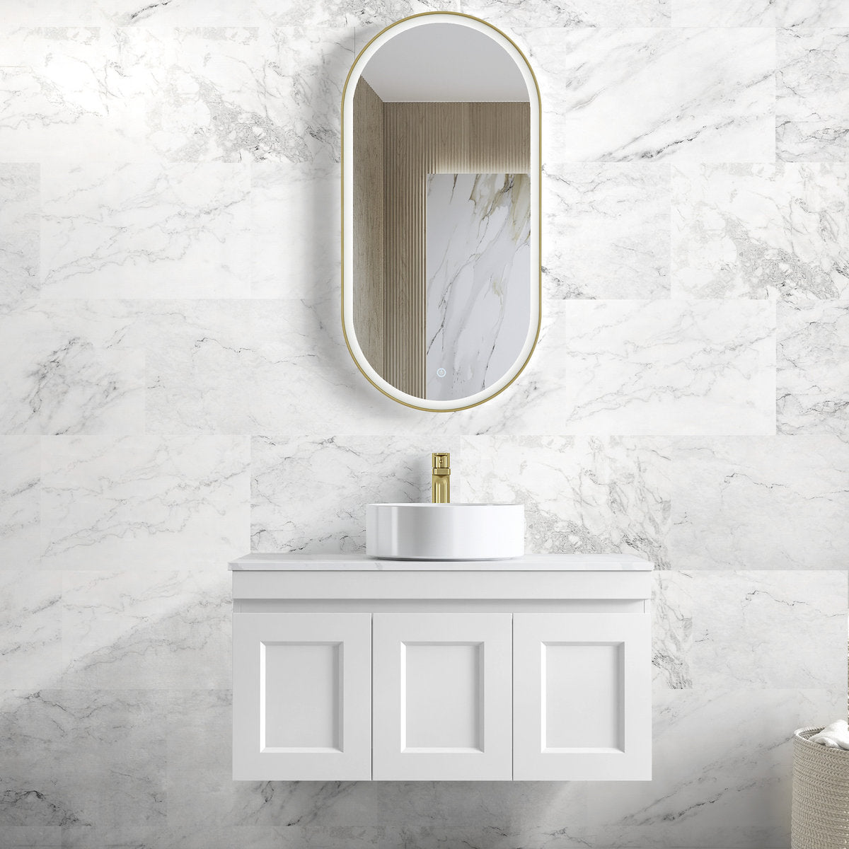 Otti Hampton Mark II Satin White Wall Hung Cabinet 900mm
