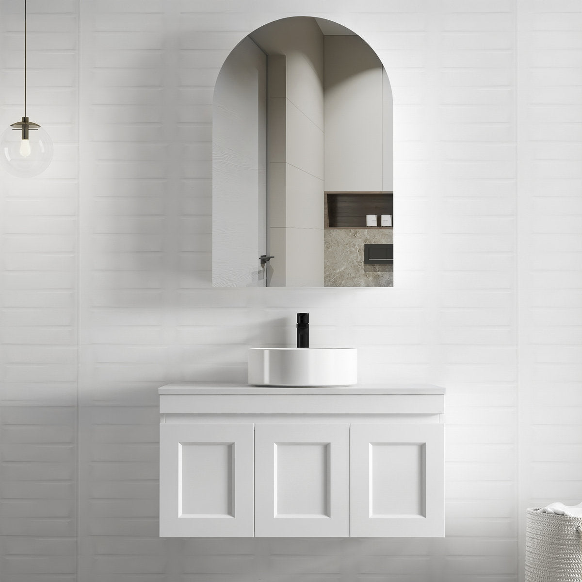 Otti Hampton Mark II Satin White Wall Hung Cabinet 900mm