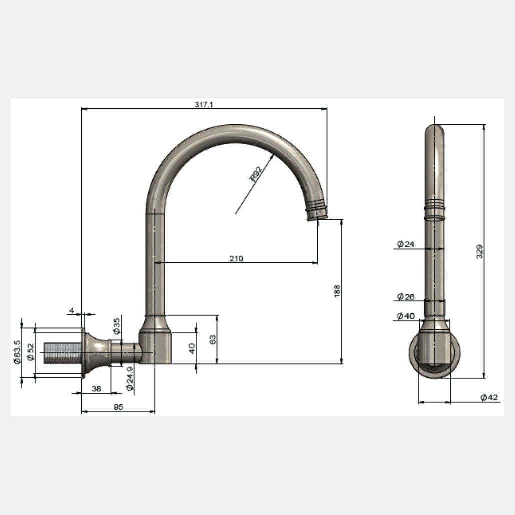 Harrington Wall Mount Swivel Spout