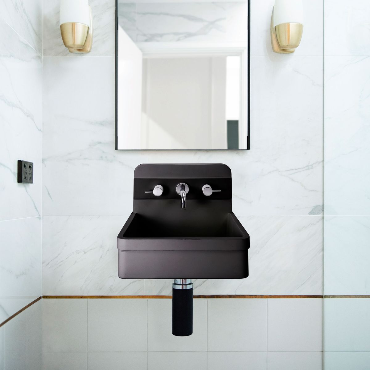Nood Wall Mount Herbert Basin in Two Tone in Charcoal