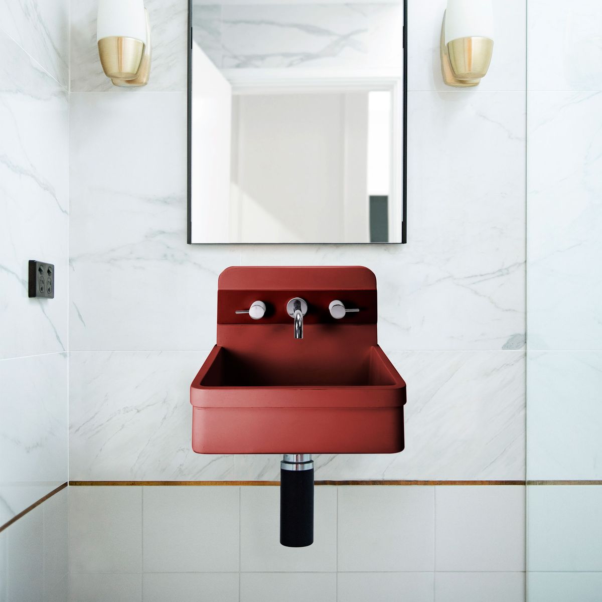 Nood Wall Mount Herbert Basin in Two Tone in Clay