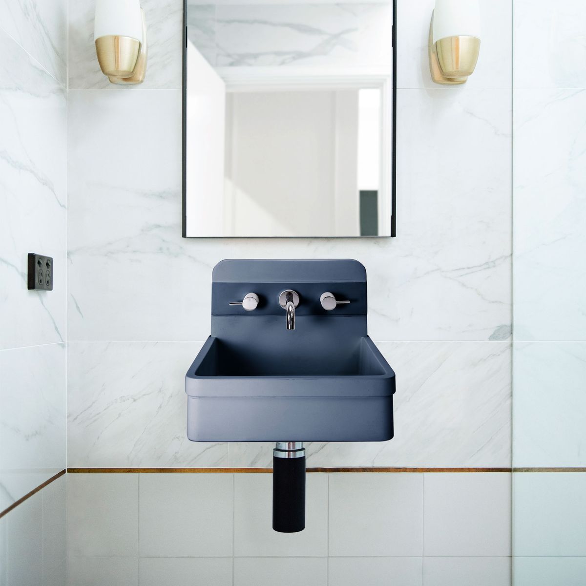 Nood Wall Mount Herbert Basin in Two Tone in Copan Blue