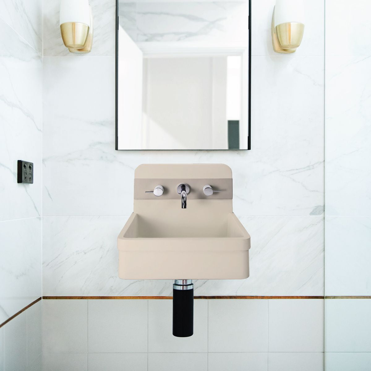 Nood Wall Mount Herbert Basin in Two Tone in Mushroom