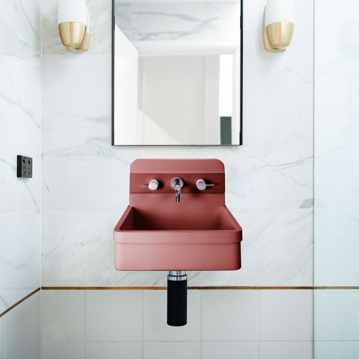 Nood Wall Mount Herbert Basin in Two Tone in Musk