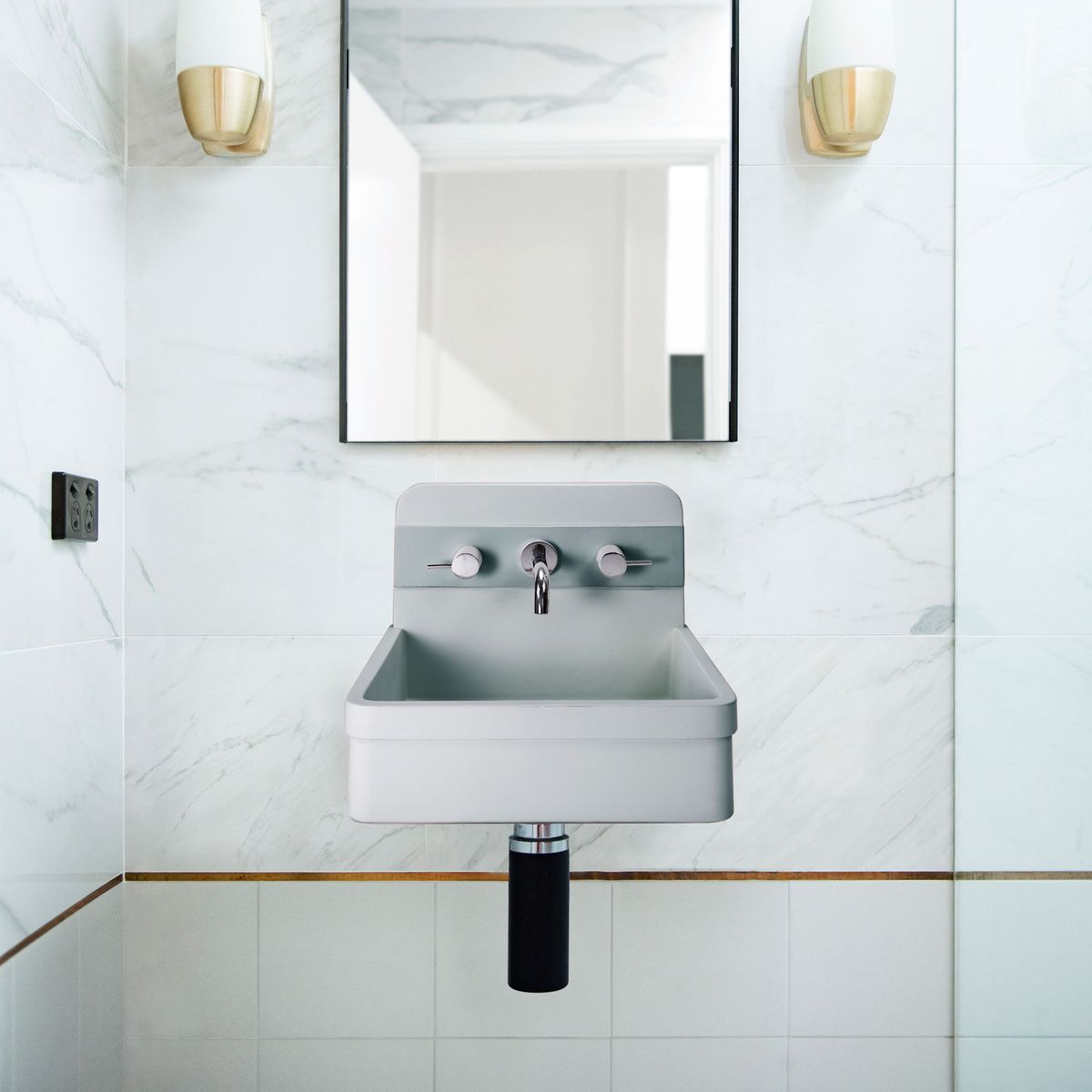 Nood Wall Mount Herbert Basin in Two Tone in Powder Blue