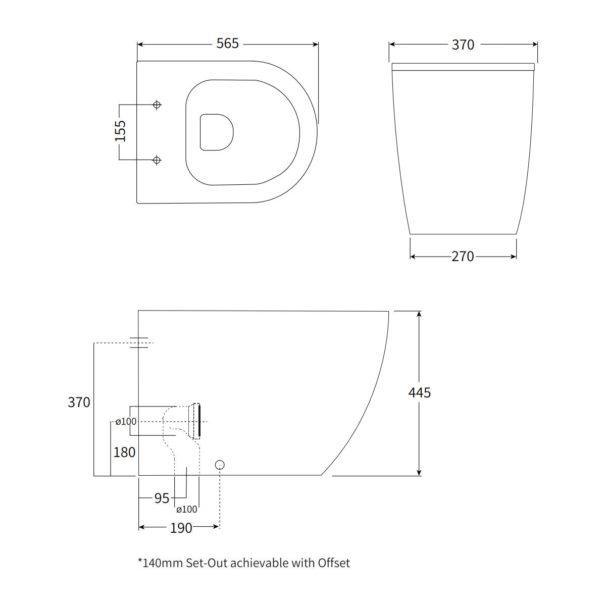 Hyde Rimless Wall Faced Pan - Complete