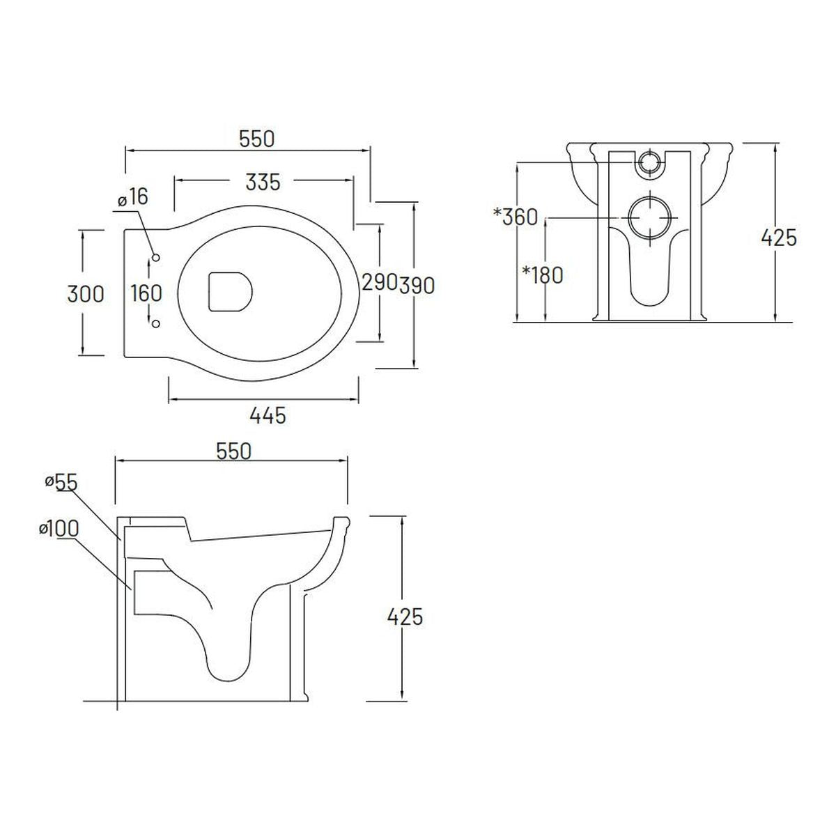 Studio Bagno Impero Rimless Wall Faced Package With Oli 74 Pneumatic Cistern