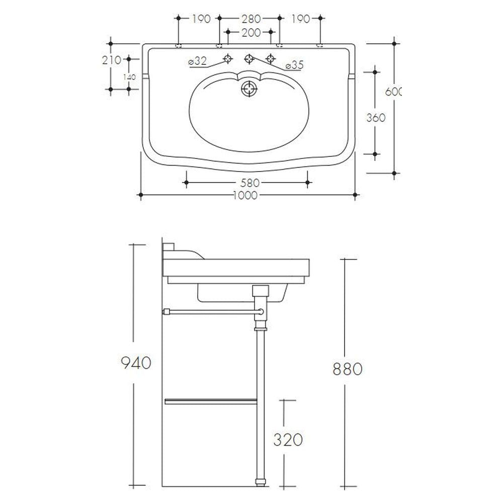 Studio Bagno Impero 100 Console - 1 Taphole