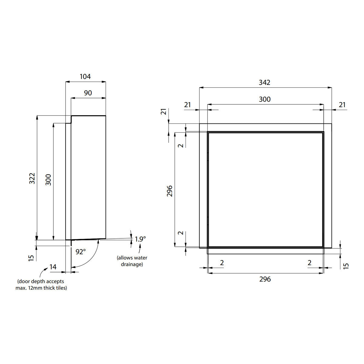 Fienza Invisicab Concealed Bathroom Cabinet, 300x300mm