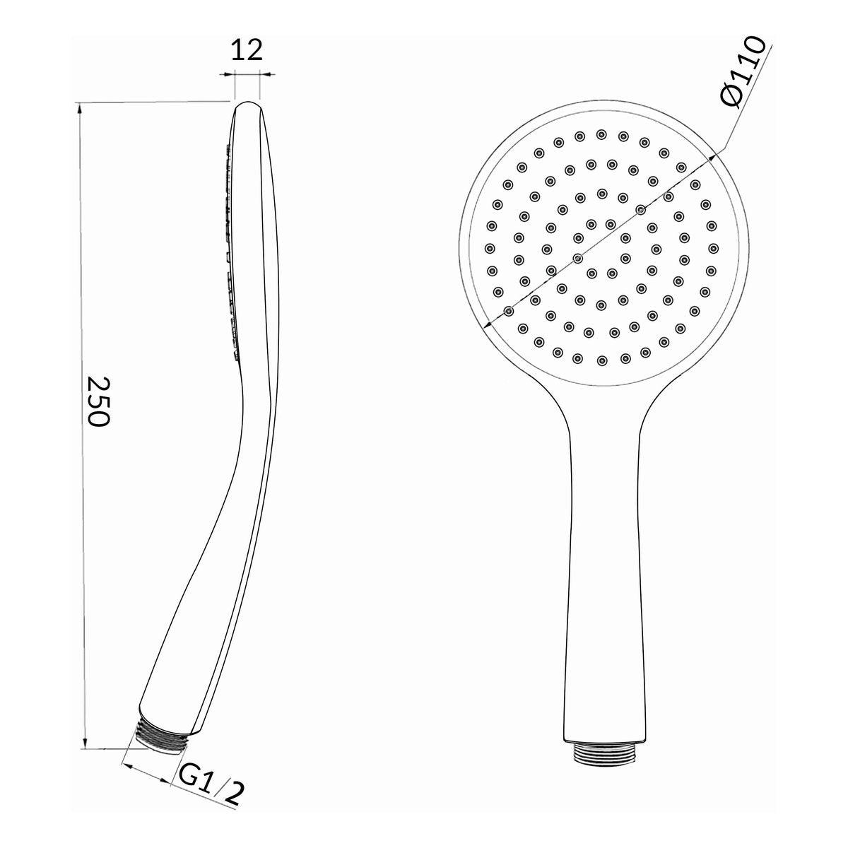 Otti Pavia Gun Metal Shower Rail with Round Handheld Shower Piece