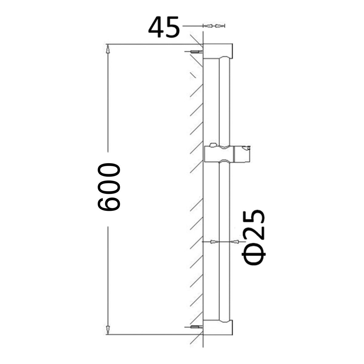 Otti Pavia Chrome Shower Rail with Round Handheld Shower Piece