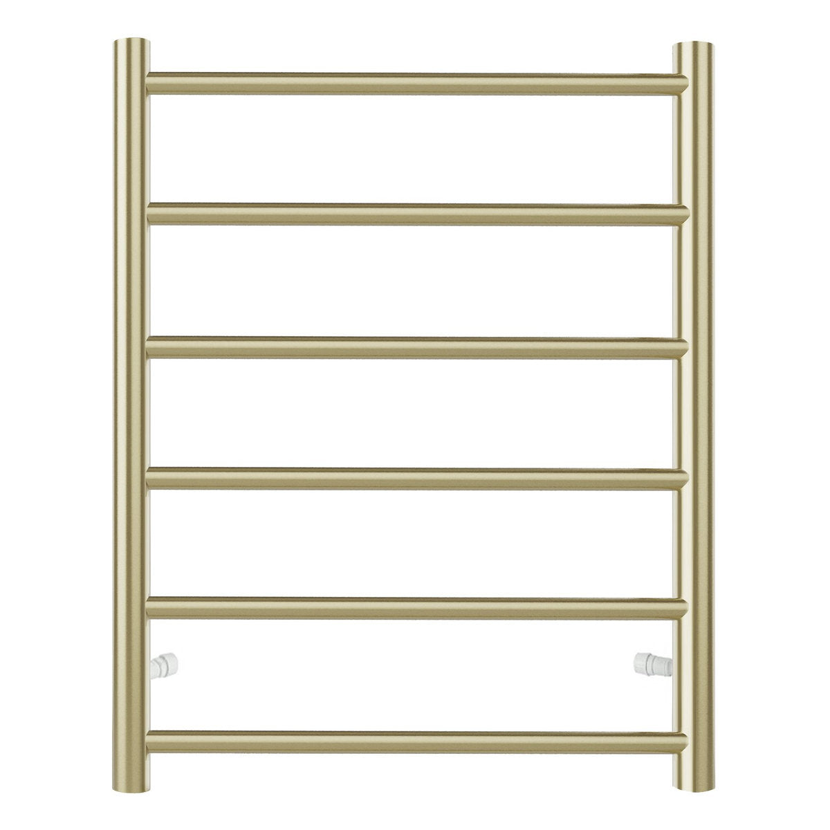 Otti Round Stainless Steel Brushed Gold Electric Heated Towel Rack 6 Bars Universal Inlet