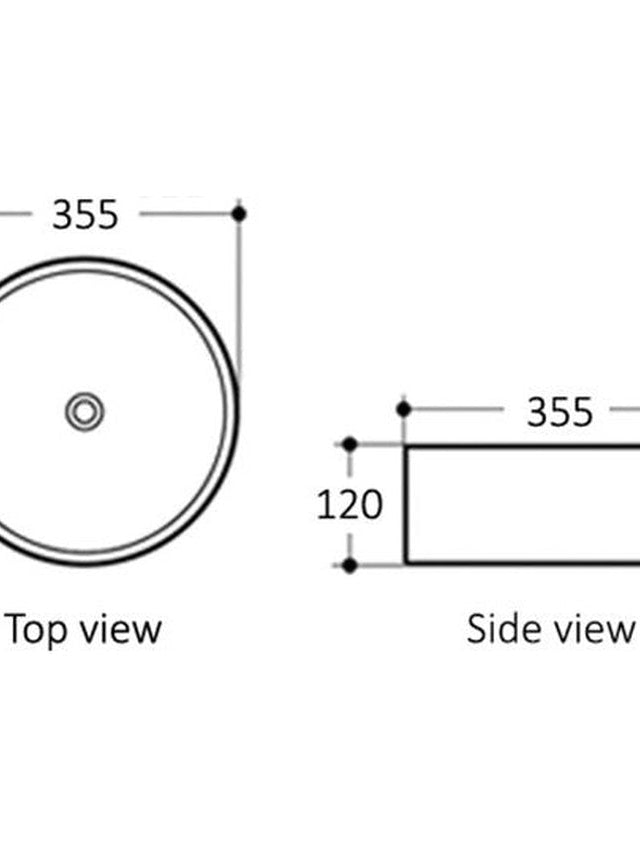Otti Artis 88 Above Counter Carbon Grey Round Basin No Tap Hole 355x355x120