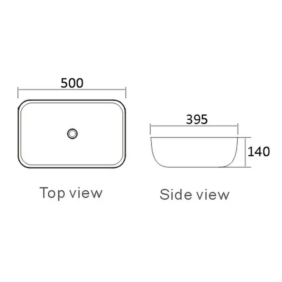 Otti Artis Square 500x395x140 Matte Black & Matte White Basin