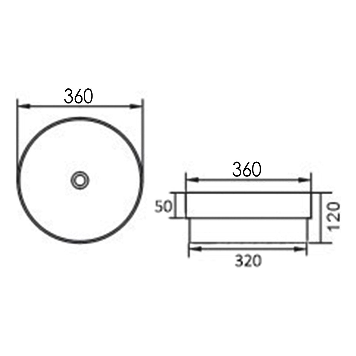 Otti Semi Inset Round 355x355x120 Gloss White Basin