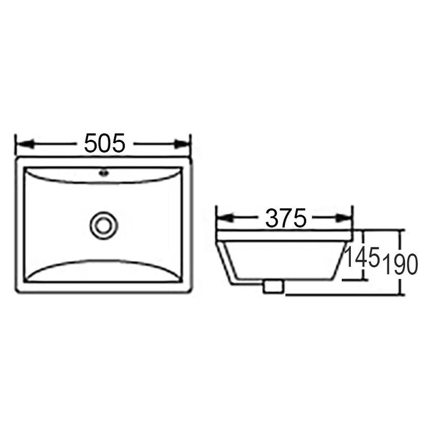 Otti Undermount Square 510x380x180 Basin