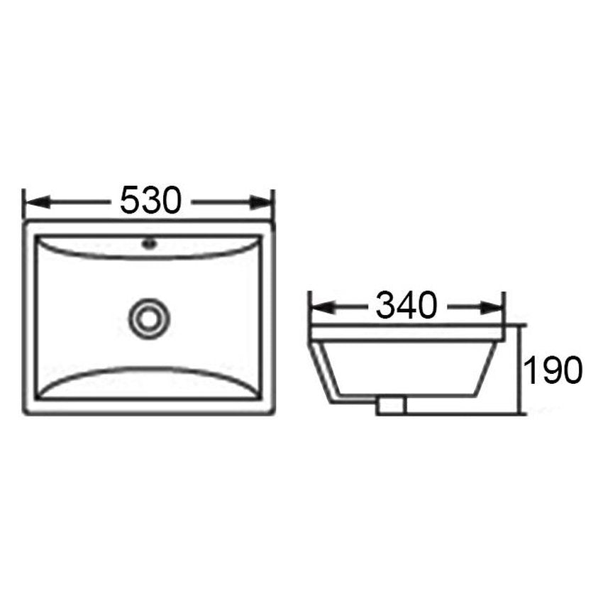 Otti Undermount Square 530x340x170 Basin