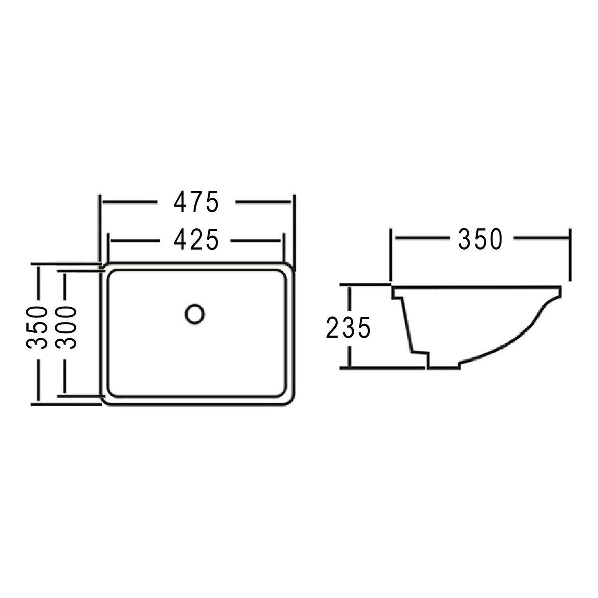 Otti Undermount Square 470x350x205 Basin