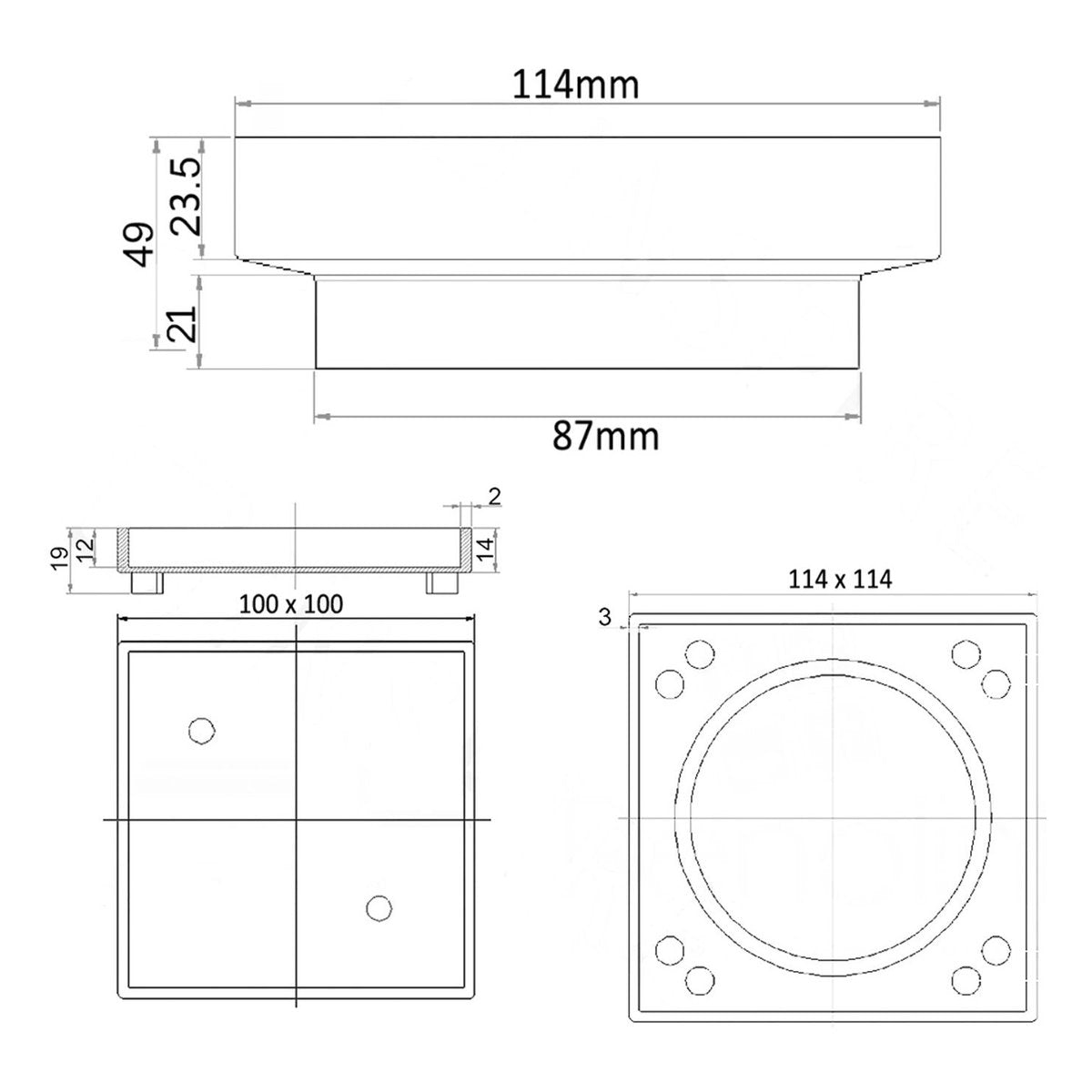 Otti Smart 114 Brass Chrome Square Tiles Waste