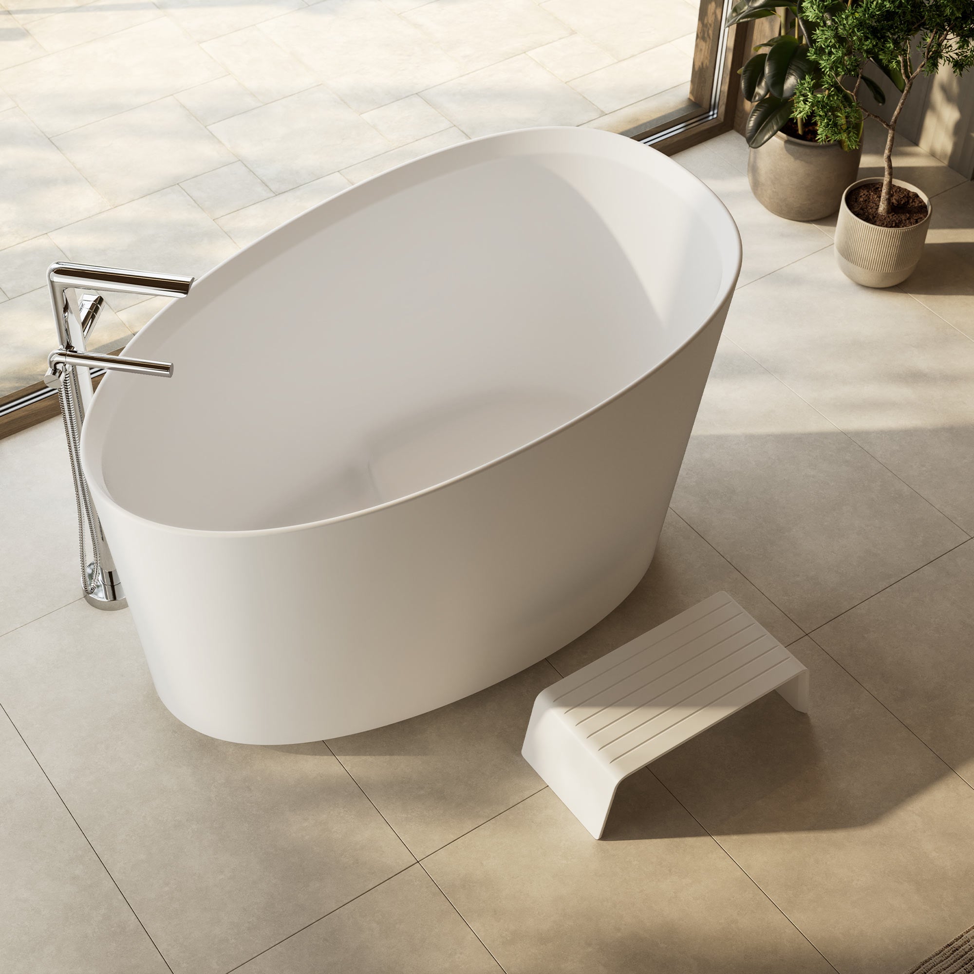 Victoria + Albert Kerid Bath Step - Quarrycast Gloss White
