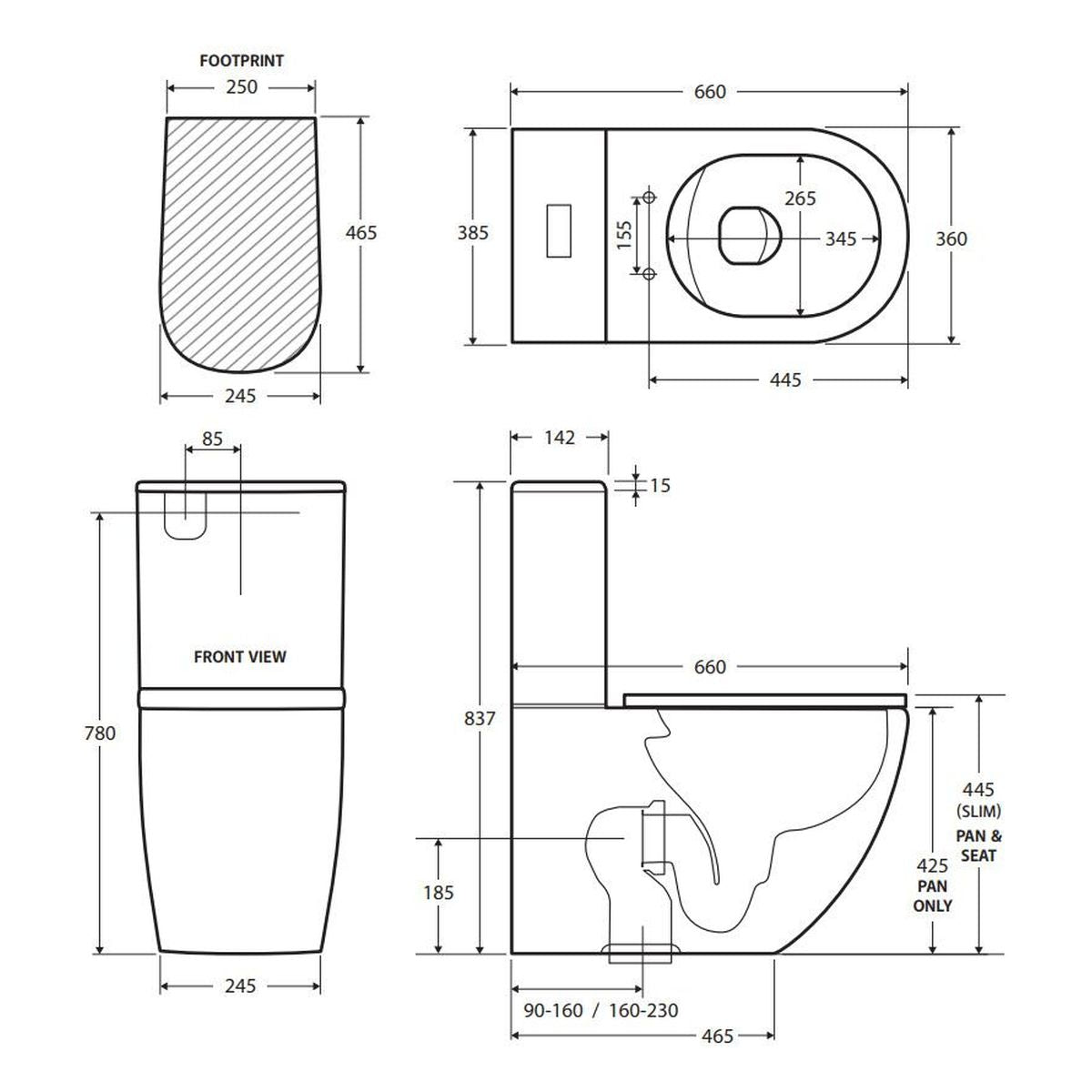 Koko Gloss Tornado Slim Cistern Back-to-Wall Toilet Suite, with Slim Seat