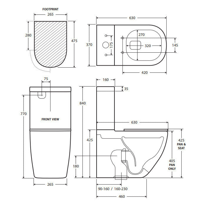 Empire Back-to-Wall Toilet Suite, Slim Seat