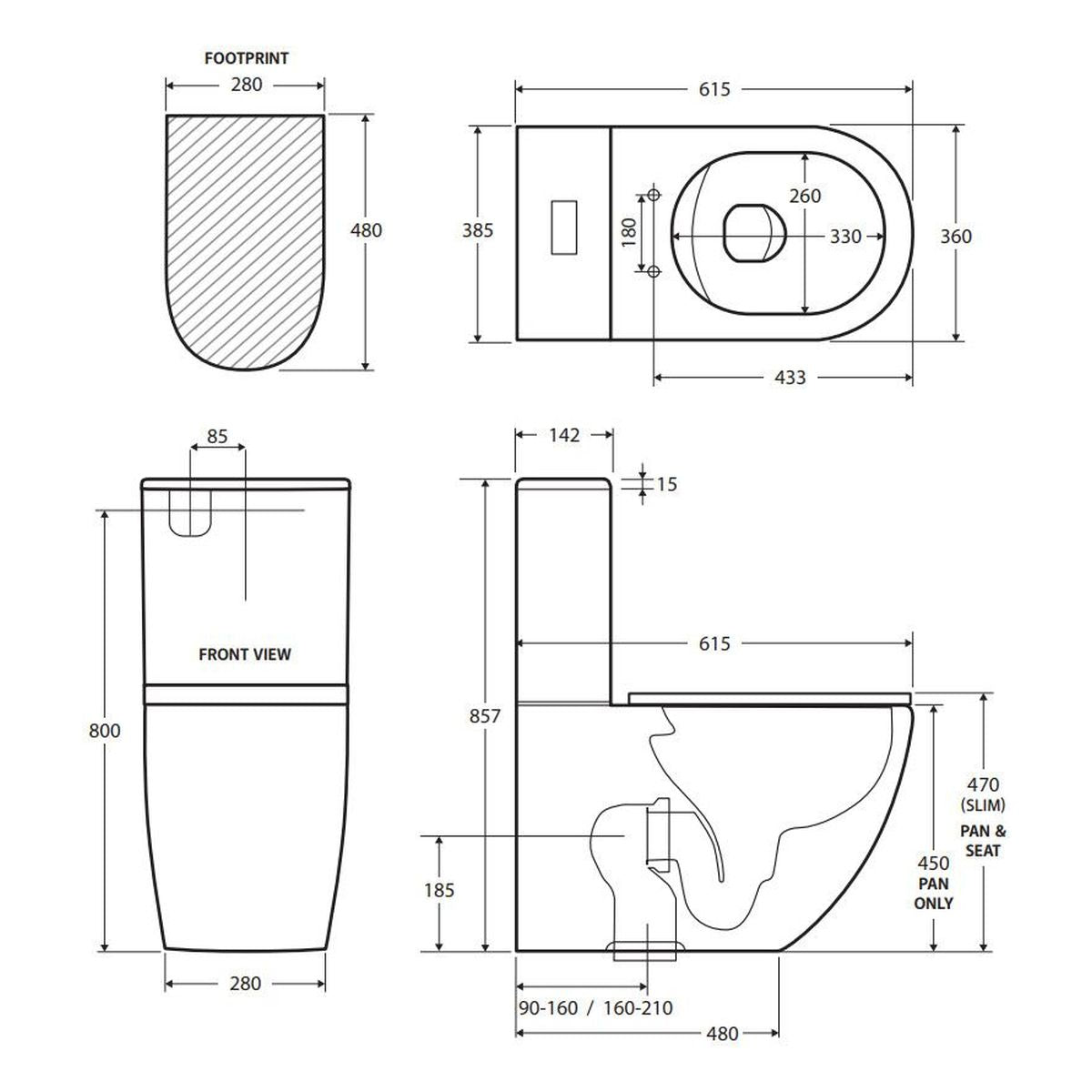 Alix Slim Cistern Back-to-Wall Toilet Suite, Gloss White with Slim Seat