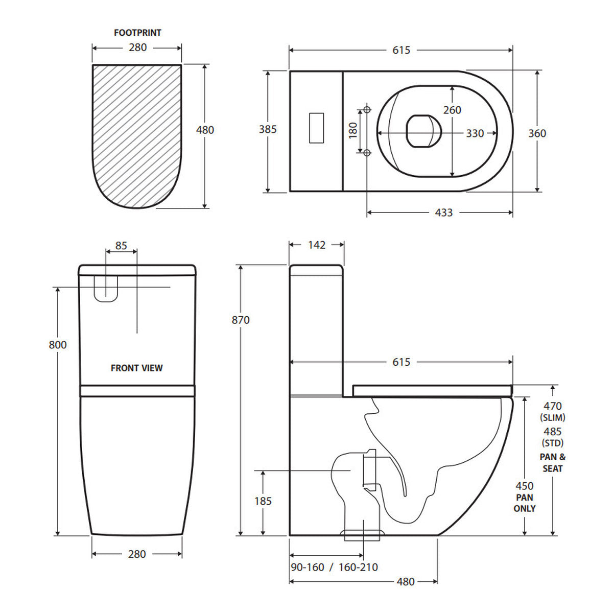 Fienza Alix Back-to-Wall Toilet Suite with Grey Seat