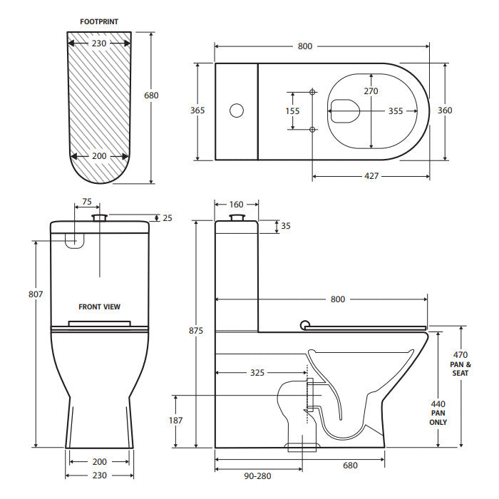 Fienza Delta Care Back-to-Wall Toilet Suite, Raised Buttons