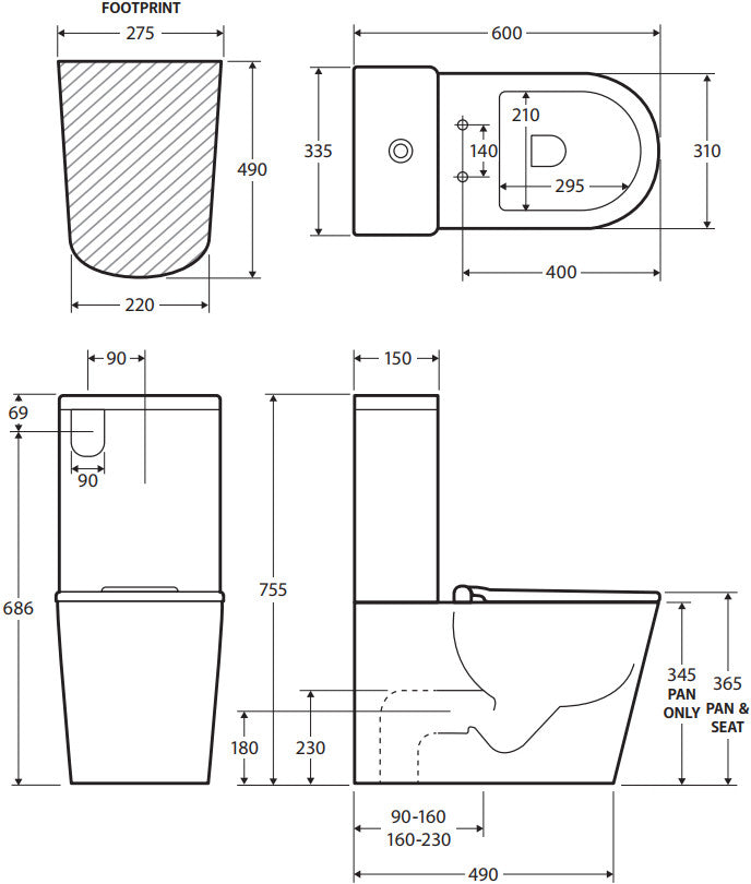 Fienza Isabella Junior Tornado Flush Back-to-Wall Toilet Suite