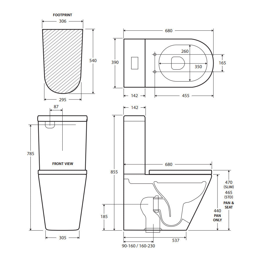 Fienza Kaya Tornado Flush Back-to-Wall Toilet Suite with Slim Seat