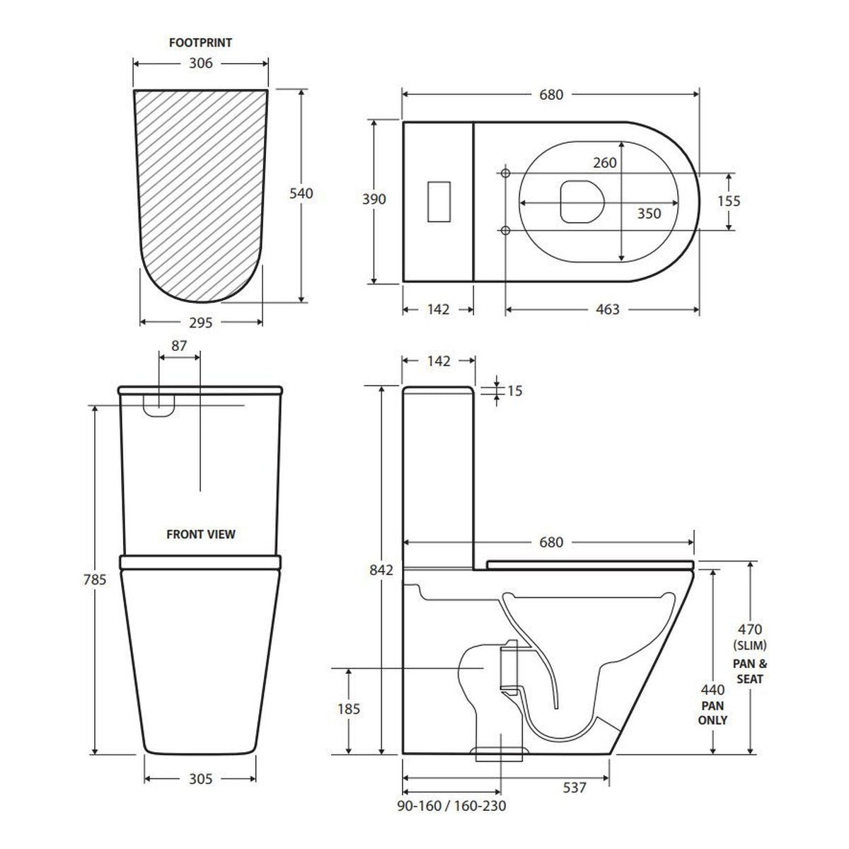 Kaya Tornado Flush Slim Cistern Back-to-Wall Toilet Suite, Gloss White with Slim Seat