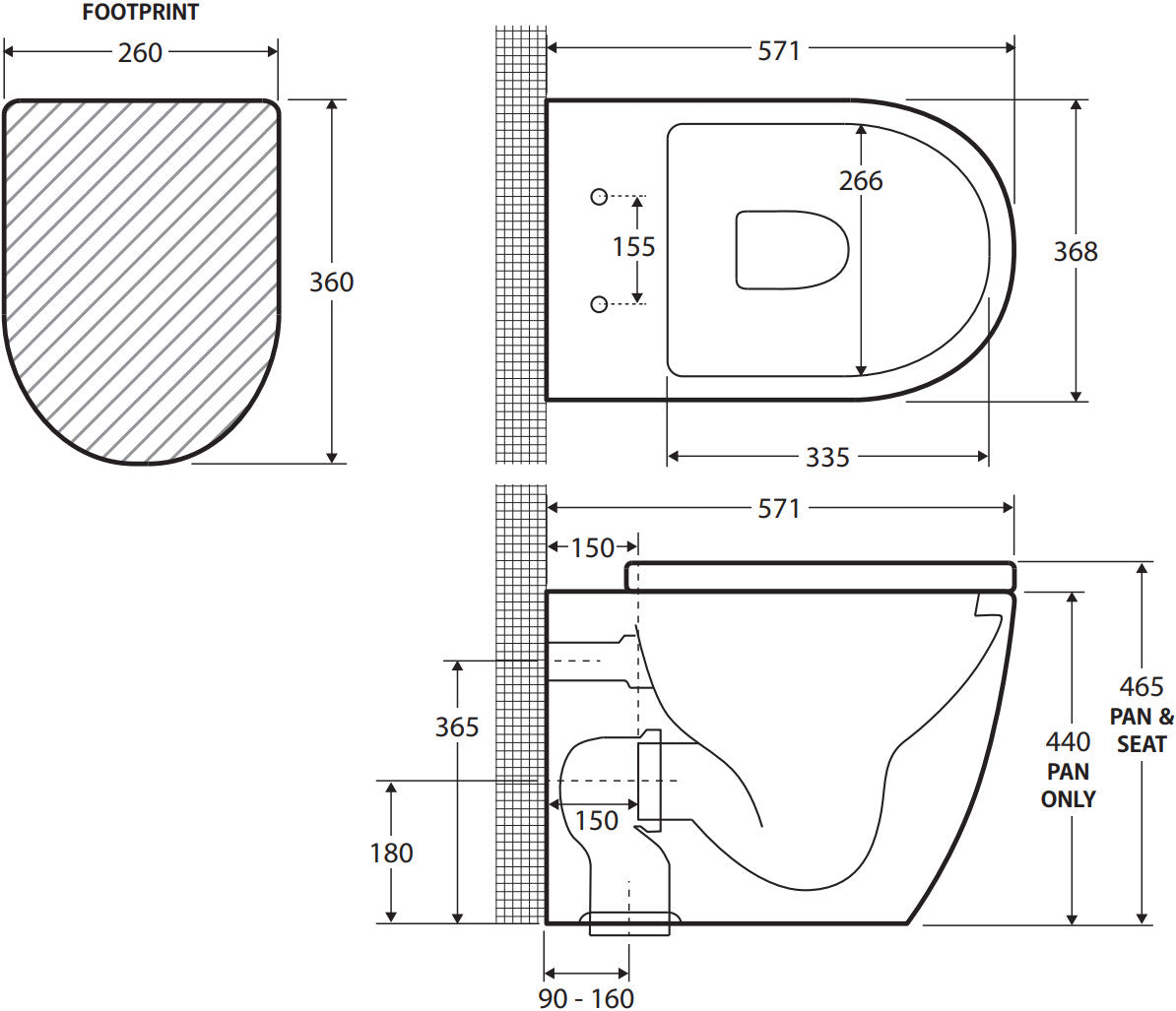 Fienza Alix Ambulant Wall-Faced Toilet Suite