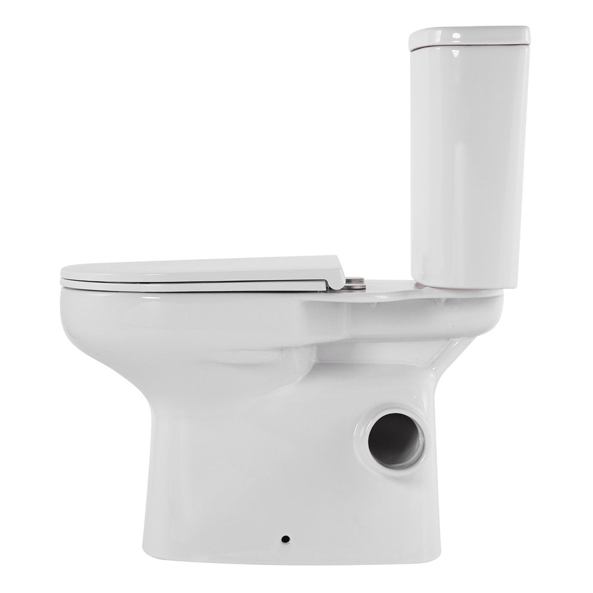 Fienza Petra Close-Coupled Toilet Suite, Right Skew Trap, Gloss White with Slim Seat