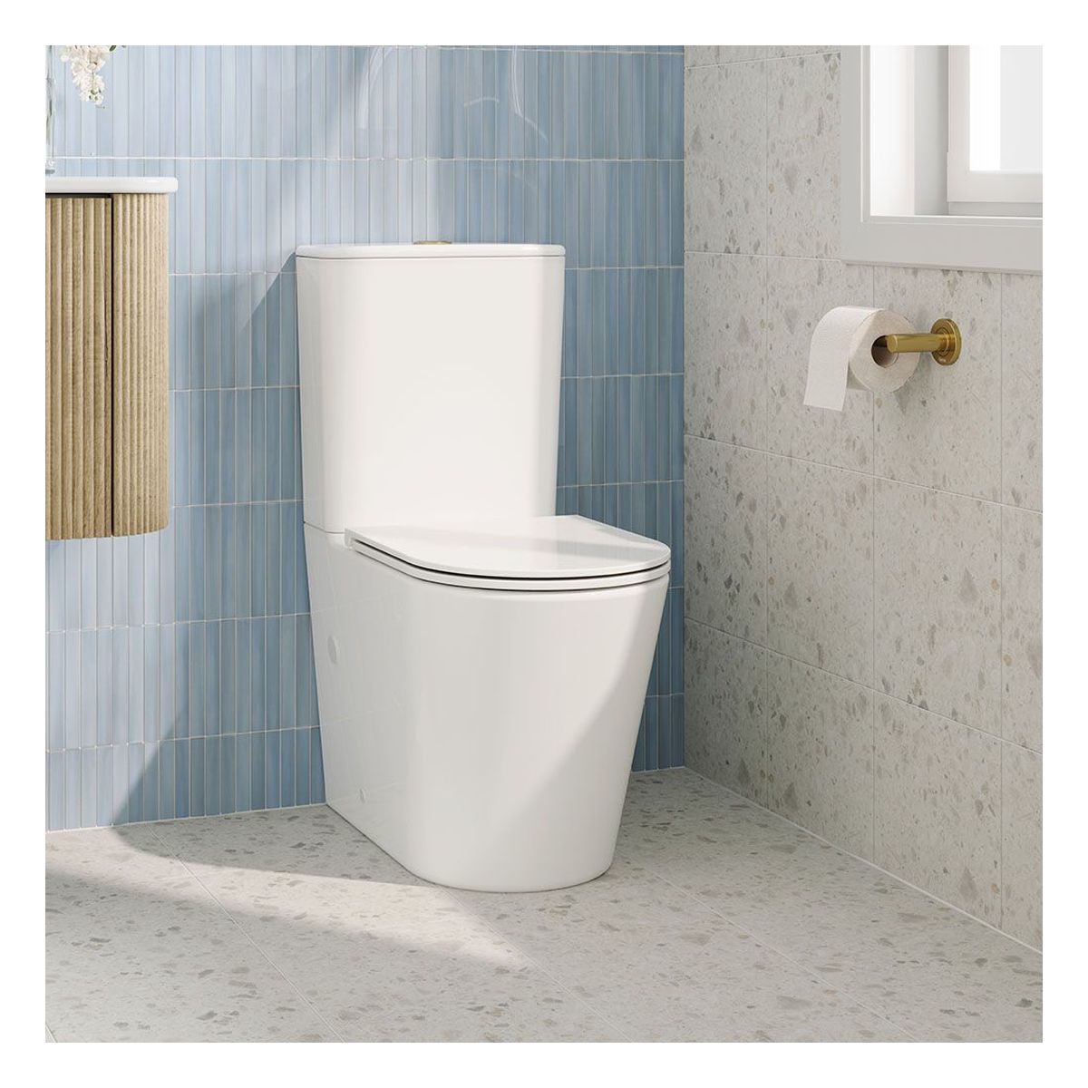 Tono Tornado Flush Slim Cistern Back-to-Wall Toilet Suite, Gloss White with Slim Seat
