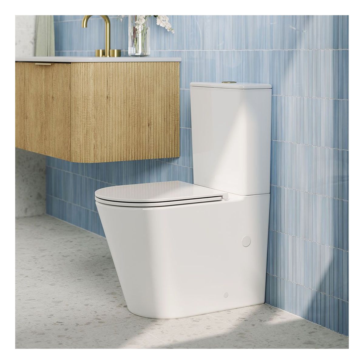 Tono Tornado Flush Slim Cistern Back-to-Wall Toilet Suite, Gloss White with Slim Seat