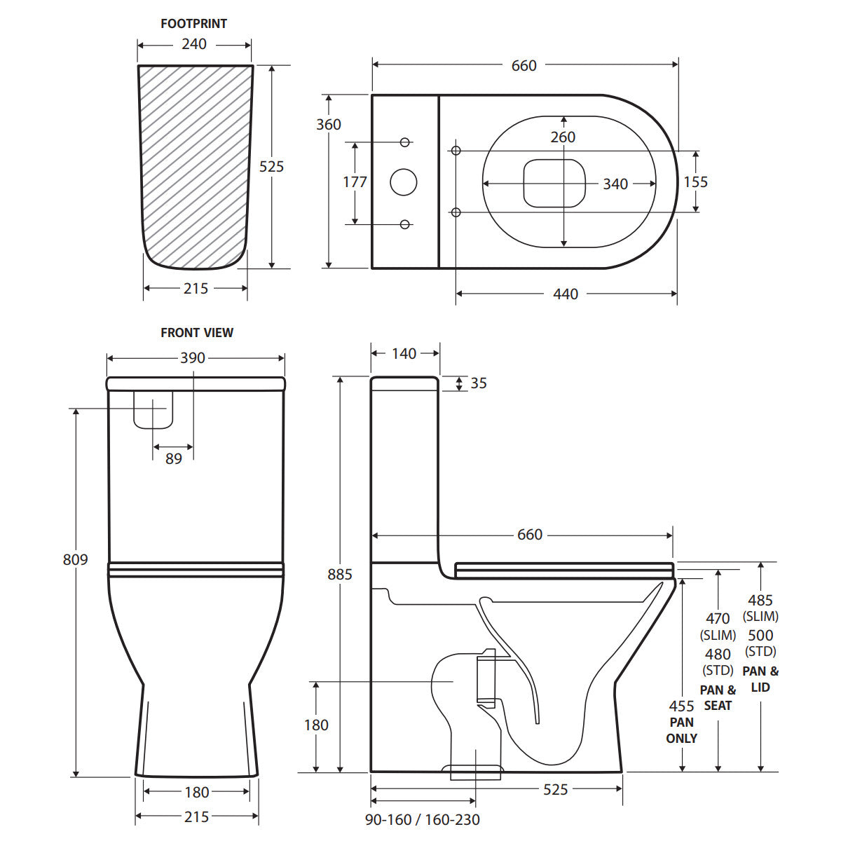 Fienza Tono Tornado Flush Back-to-Wall Toilet Suite, Gloss White with Slim Seat