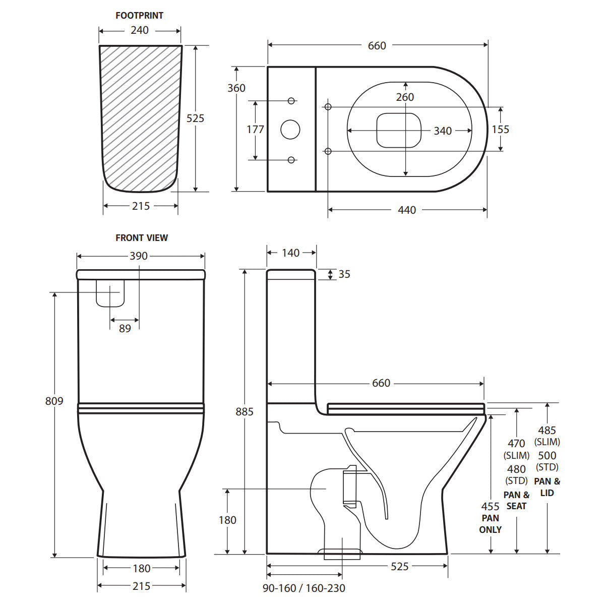 Fienza Tono Tornado Flush Back-to-Wall Toilet Suite, Gloss White