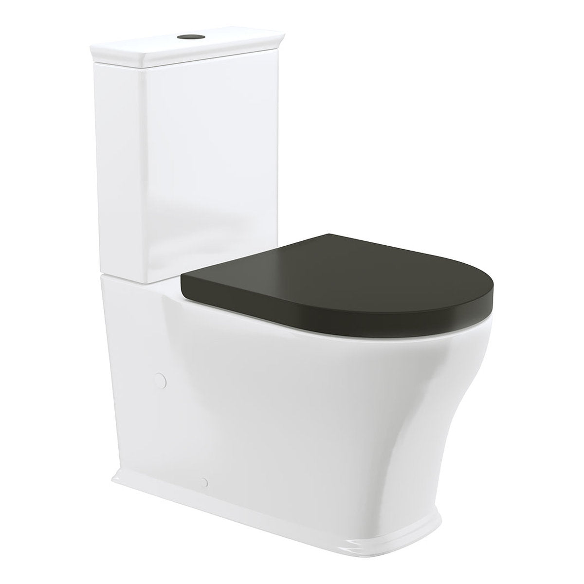 Fienza Lillian Tornado Flush Back-to-Wall Toilet Suite, Gloss White with Black Seat