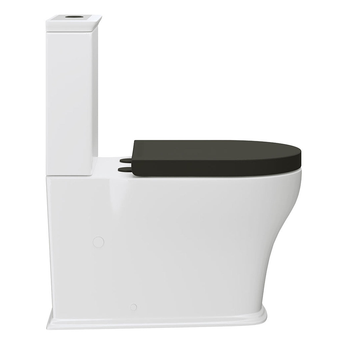 Fienza Lillian Tornado Flush Back-to-Wall Toilet Suite, Gloss White with Black Seat