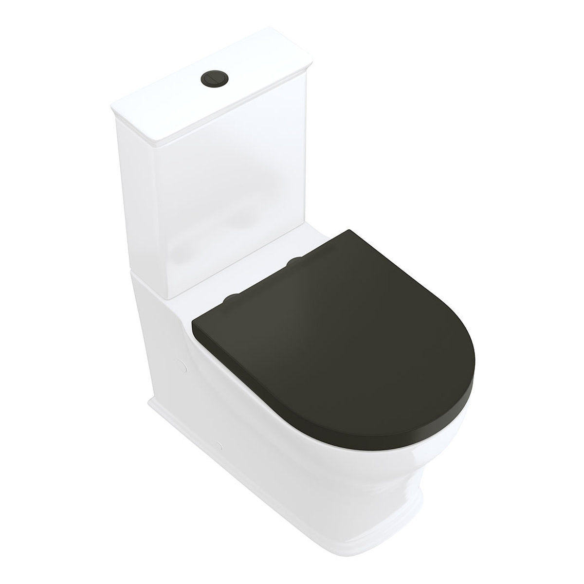 Fienza Lillian Tornado Flush Back-to-Wall Toilet Suite, Gloss White with Black Seat