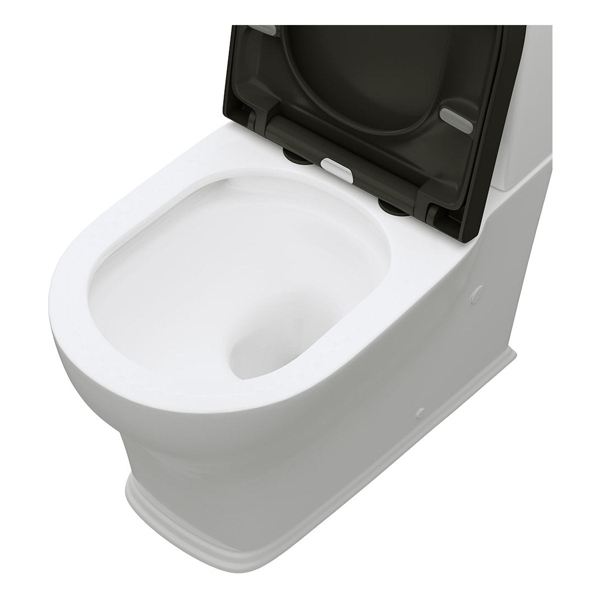 Fienza Lillian Tornado Flush Back-to-Wall Toilet Suite, Gloss White with Black Seat
