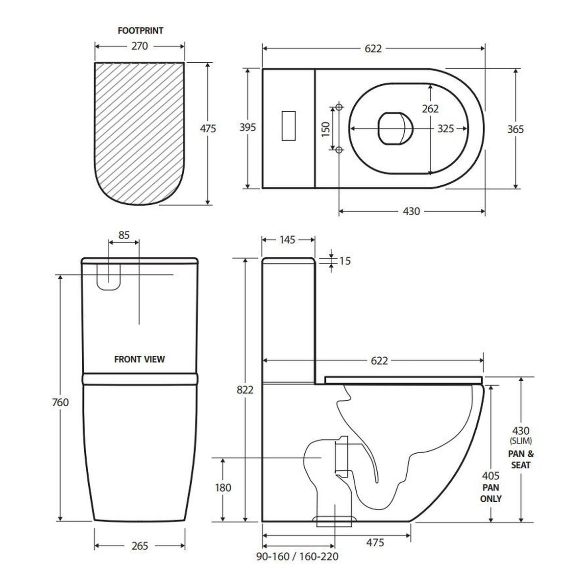 Joli Tornado Flush Slim Cistern Back-to-Wall Toilet Suite, Gloss White with Slim Seat