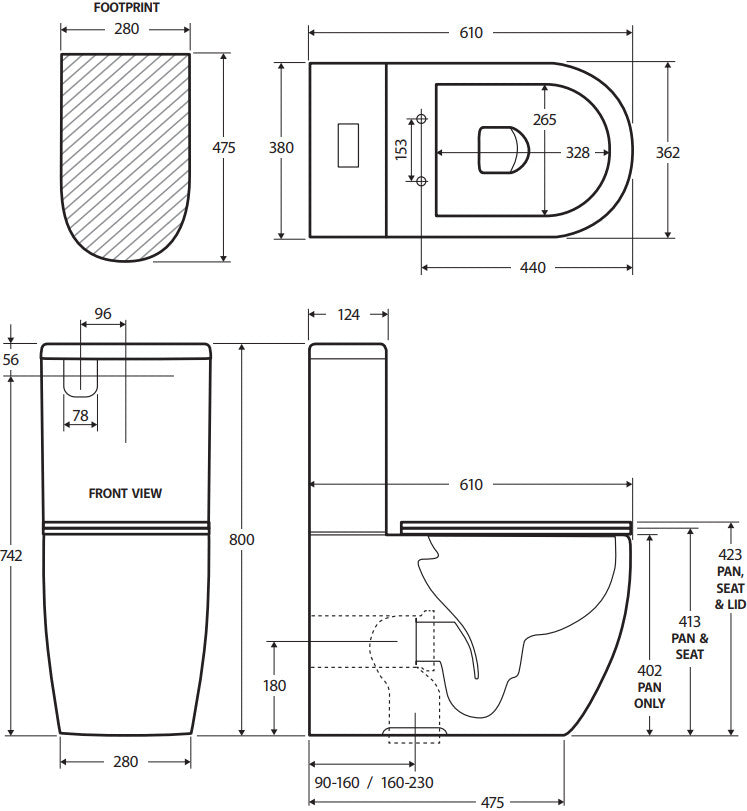Fienza Hana Back-to-Wall Toilet Suite