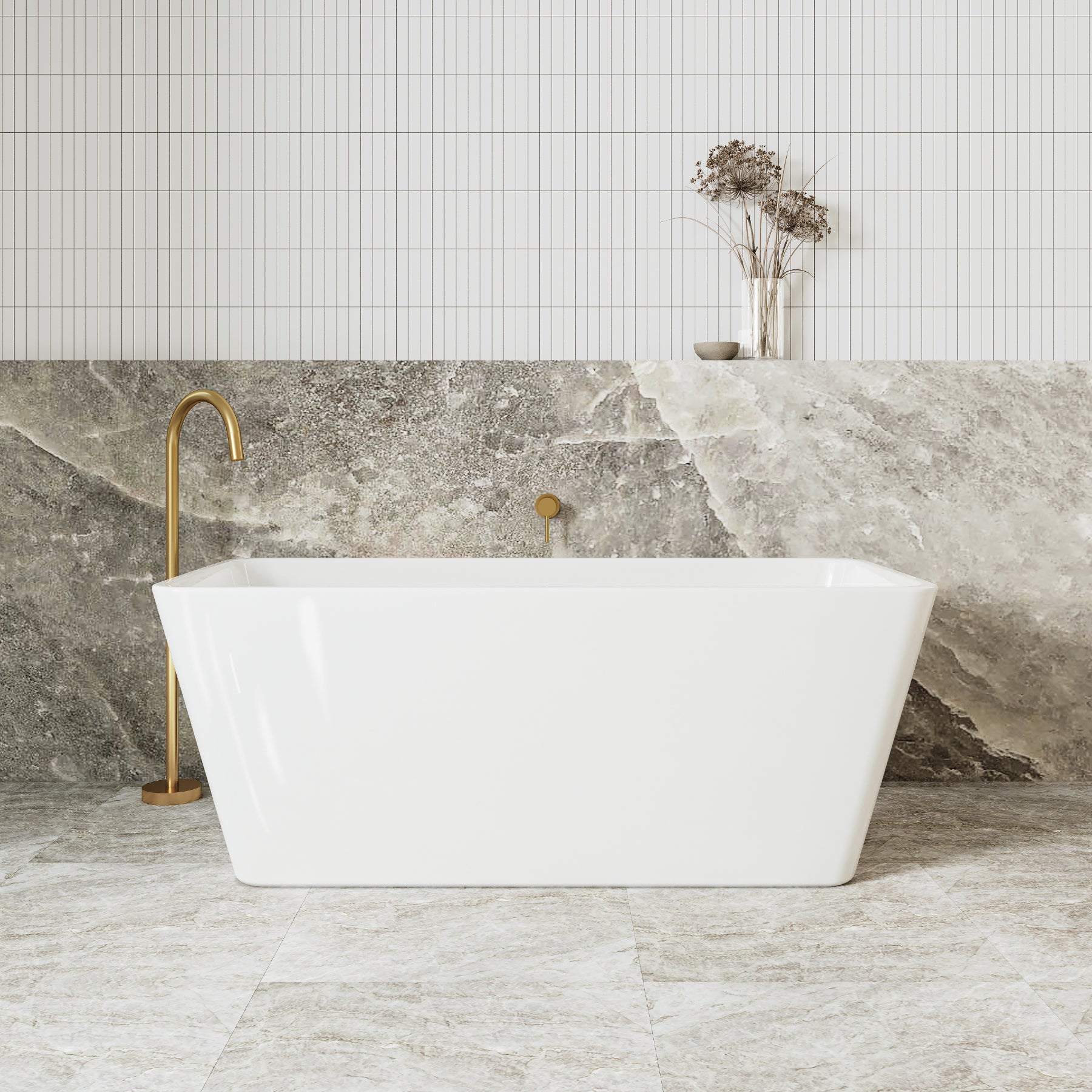 Stella 1400mm Freestanding Bathtub, Gloss White